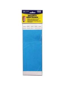 C-Line DuPont Tyvek Security Wristbands, 3/4in x 10in, Blue, 100 Wristbands Per Pack, Set Of 2 Packs