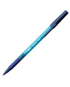 BIC Soft Feel Stick Pens, Medium Point, 1.0 mm, Blue Barrel, Blue Ink, Pack Of 12