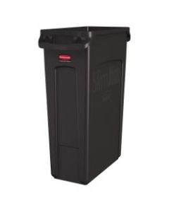 Rubbermaid Slim Jim Rectangular Polyethylene Vented Waste Receptacle, 23 Gallons, Brown