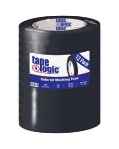 Tape Logic Color Masking Tape, 3in Core, 0.5in x 180ft, Black, Case Of 12