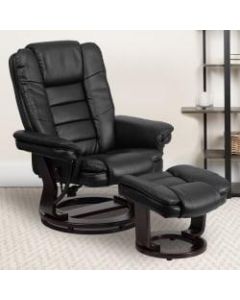 Flash Furniture LeatherSoft Recliner And Ottoman, Black/Mahogany