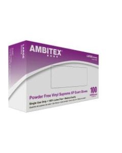 Tradex International Powder-Free Stretch Vinyl Exam Gloves, Large, White, Box Of 100 Gloves