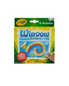 Crayola Washable Window Markers, Conical Tip, Assorted Colors, Box Of 8