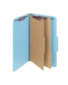 Smead Classification Folders, Top-Tab With SafeSHIELD Coated Fasteners, 2in Expansion, Legal Size, 50% Recycled, Blue, Box Of 10