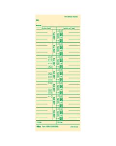TOPS Numbered Days Time Cards - 3 1/2in x 9in Sheet Size - Yellow - Manila Sheet(s) - Green Print Color - 100 / Pack