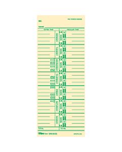 TOPS Named Days Time Cards - 3 1/2in x 9in Sheet Size - Manila Sheet(s) - Green Print Color - 100 / Pack