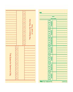 TOPS Named Days/Overtime Time Cards - 3 3/8in x 8 1/4in Sheet Size - Yellow - Manila Sheet(s) - Green, Red Print Color - 100 / Pack