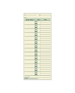 TOPS Job Cards Time Cards, 8.5in x 3.5in, Green Ink/Manila Paper, Box Of 500