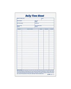 TOPS Daily Time Sheet Forms, 9.5in x 6in, Black/White, 100 Sheets Per Pad, 2 Pads Per Pack