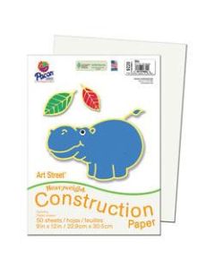 SunWorks Construction Paper, 9in x 12in, White, Pack Of 50