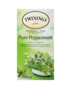 Twinings Caffeine-Free Pure Peppermint Herbal Tea, 2 Oz, Carton Of 25