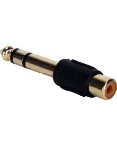 QVS RCA Female to 1/4 Male Audio Stereo Adaptor - 1 Pack - 1 x RCA Female Stereo Audio - 1 x 6.35mm Male Stereo Audio - Black