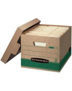 Bankers Box Stor/File Medium-Duty Storage Boxes With Lift-Off Lids, Letter/Legal Size, 10in x 12in x 15in, 100% Recycled, Kraft/Green, Case Of 20
