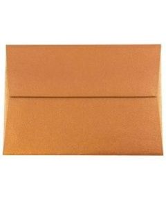 JAM Paper Envelopes, #4 Bar (A1), Gummed Seal, Copper, Pack Of 25