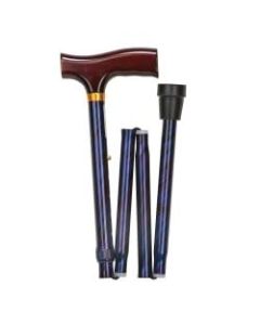 DMI Fancy Adjustable Derby-Top Folding Cane, 37in, Blue Cyclone