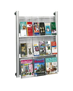 Safco Luxe Magazine Rack, 41inH x 31 3/4inW x 5inD, Silver
