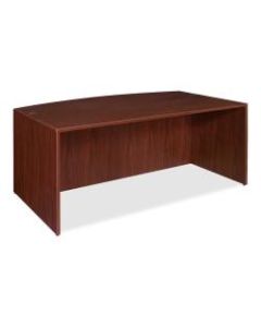 Lorell Essentials Series Bow-Front Shell Desk, 72inW, Mahogany