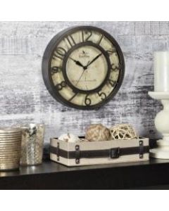 FirsTime Raised Number Wall Clock, 8 1/2inH x 8 1/2inW x 1 1/2inD, Bronze