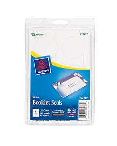 Avery Print-Or-Write Permanent Booklet Seals, 1 1/2in Diameter, White, Pack Of 240