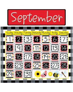 Barker Creek Calendar Set, Buffalo Plaid, Happy, Grades Pre-K - 9