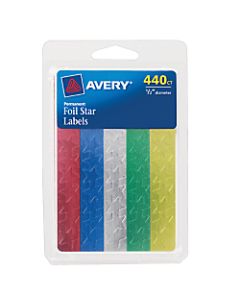 Avery Foil Stars, 1/2in, Assorted, Pack of 440