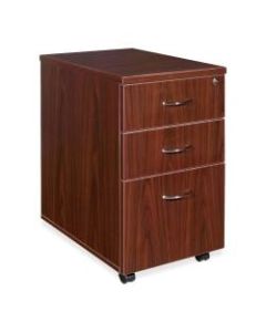 Lorell Essentials 22inD Vertical 3-Drawer Mobile Pedestal File Cabinet, Metal, Mahogany