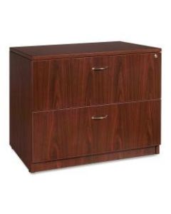 Lorell Essentials 36inW Lateral 2-Drawer File Cabinet, Metal, Mahogany