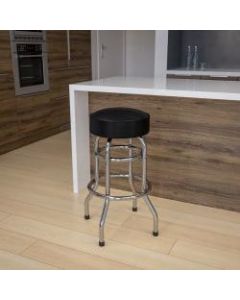 Flash Furniture Double Ring Bar Stool, Black/Chrome