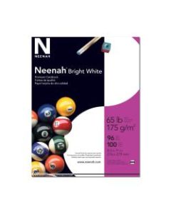 Neenah Card Stock - Bright White - Letter - 8 1/2in x 11in - 65 lb Basis Weight - Smooth - 100 / Pack