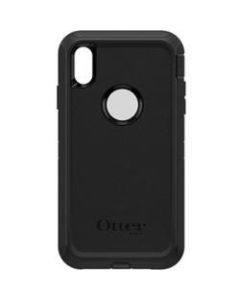 OtterBox Defender Carrying Case (Holster) Apple iPhone XS Max Smartphone - Black - Drop Resistant, Dust Proof Port, Dirt Resistant Port, Lint Resistant Port - Polycarbonate Shell, Synthetic Rubber Cover, Polycarbonate Holster - Belt Clip