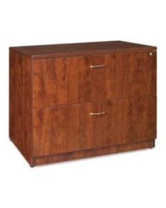 Lorell Essentials 36inW Lateral 2-Drawer File Cabinet, Metal, Cherry