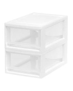 Iris Plastic Modular Drawers, 5 3/8in x 8 1/2in x 13 1/8in, White, Set Of 2