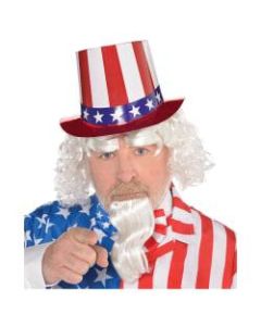 Amscan Patriotic Uncle Sam 4-Piece Wig And Beard Kit, White