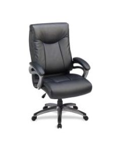 Lorell Ergonomic Bonded Leather High-Back Chair, Black/Gun Metal