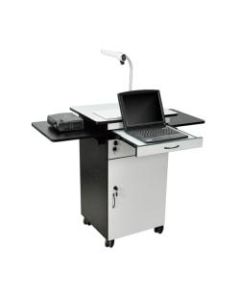 Luxor 23-3/4in Multimedia Workstation With Locking Cabinet, White/Black