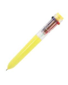 Yafa Multifunction 10-Color Ballpoint Pen, Medium Point, 0.8 mm, Yellow Barrels, Assorted Ink Colors