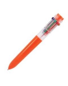 Yafa Multifunction 10-Color Ballpoint Pen, Medium Point, 0.8 mm, Orange Barrels, Assorted Ink Colors