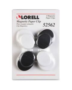 Lorell Plastic Cap Magnetic Paper Clips - Round - 4 / Pack - Black, White