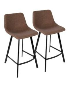 LumiSource Outlaw Counter Stools, Black/Brown, Set Of 2 Stools