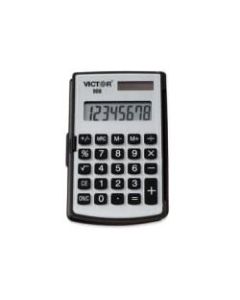 Victor 908 Handheld Calculator - Big Display, Battery Backup, Independent Memory, Rounded Keytop, Dual Power - 8 Digits - LCD - Battery/Solar Powered - 2.9in x 4.4in x 0.4in - Black - Rubber - 1 Each