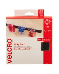 VELCRO Brand STICKY BACK Fasteners, 3/4in x 15ft, Black