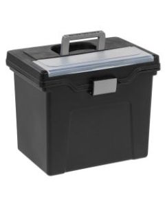 Office Depot Brand Mobile File Box, Large, Letter Size, 11 5/8inH x 13 3/8inW x 10inD, Black/Silver