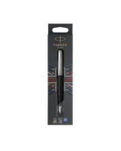 Parker Jotter Fountain Pen, Medium Point, 1.0 mm, Black/Stainless-Steel Barrel, Blue Ink