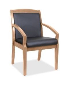 Lorell Sloping Arms Bonded Leather Wood Guest Chair, Black/Walnut