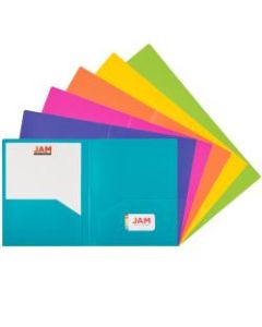 JAM Paper Heavy-Duty Plastic Presentation Folders, 9-1/2in x 11-1/2in, Assorted Primary, Pack Of 6 Folders