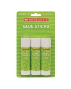 Scholastic Glue Sticks, 1.4 Oz., Clear, Pack Of 3