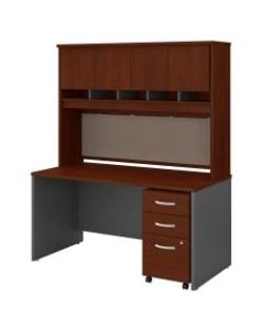 Bush Business Furniture Components 60inW Office Desk With Hutch And Mobile File Cabinet, Hansen Cherry/Graphite Gray, Standard Delivery