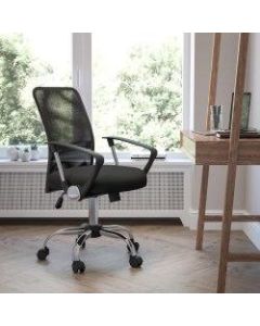 Flash Furniture Mesh Mid-Back Swivel Task Chair With Chrome Base, Black/Silver