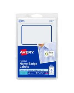 Avery Flexible Name Badge Labels, 2 1/3in x 3 3/8in, White With Blue Border, Pack Of 40