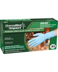 DiversaMed Disposable Nitrile Gloves, Powder-Free, X-Large, Blue, Box Of 50